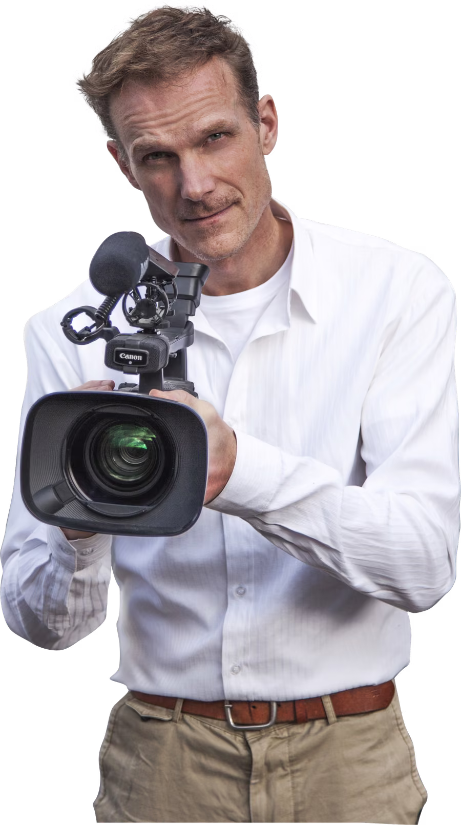Timme Tvede, art director og stifter af A-Site, med et videokamera